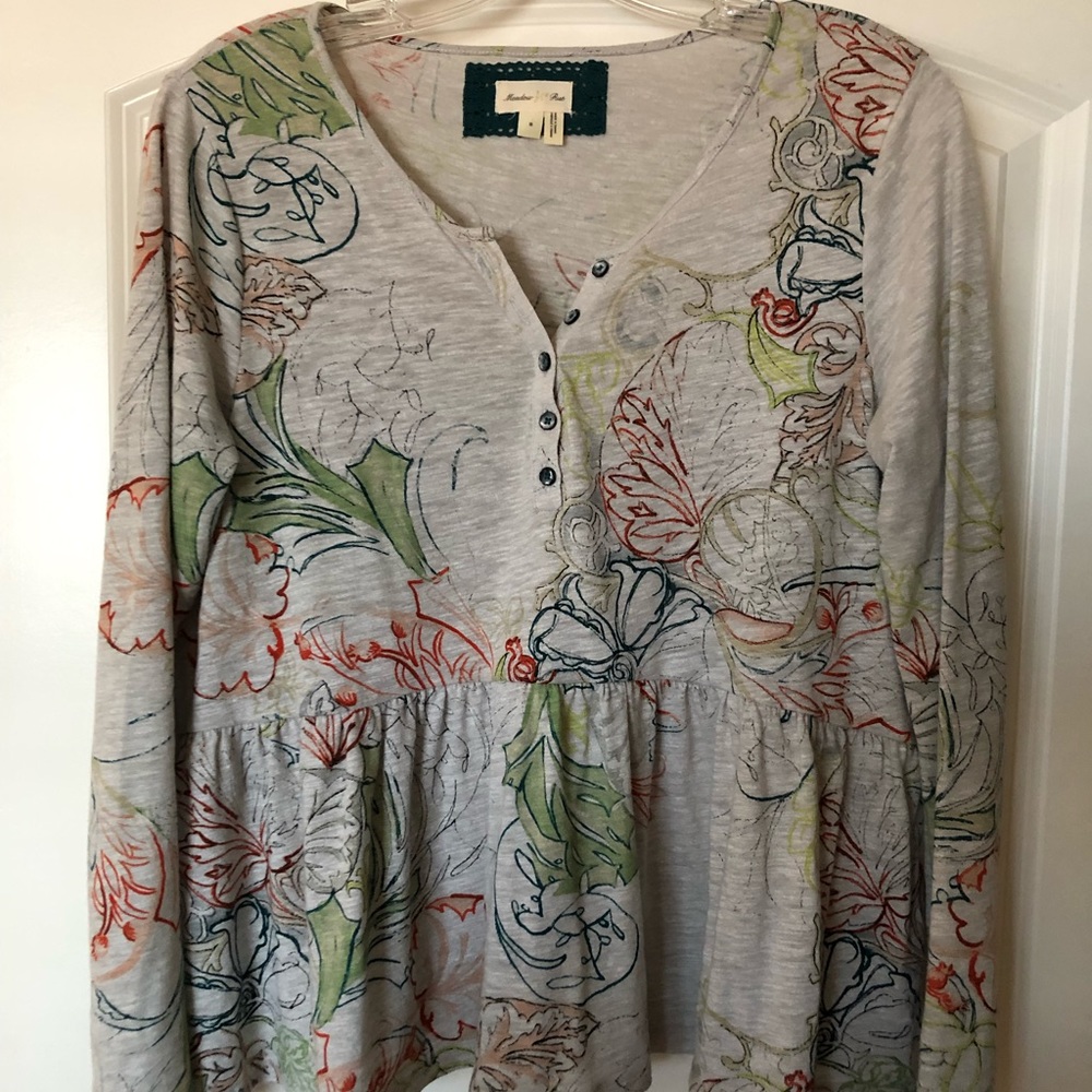 Anthropologie long sleeve peplum tee